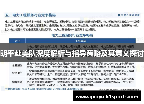 朗平赴美队深度解析与指导策略及其意义探讨